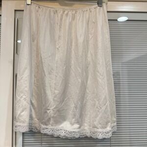 Vintage Deena White Nylon Half Slip Lace Trim Made in USA Style Underwear Large